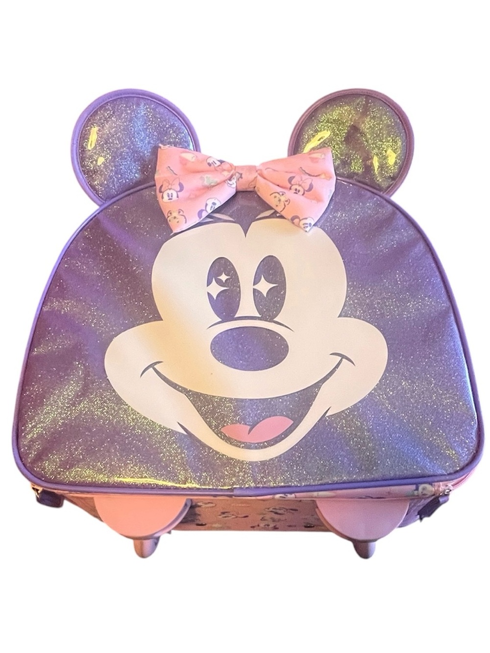 Disney Purple Pink Minnie Mouse Glitter rolling luggage